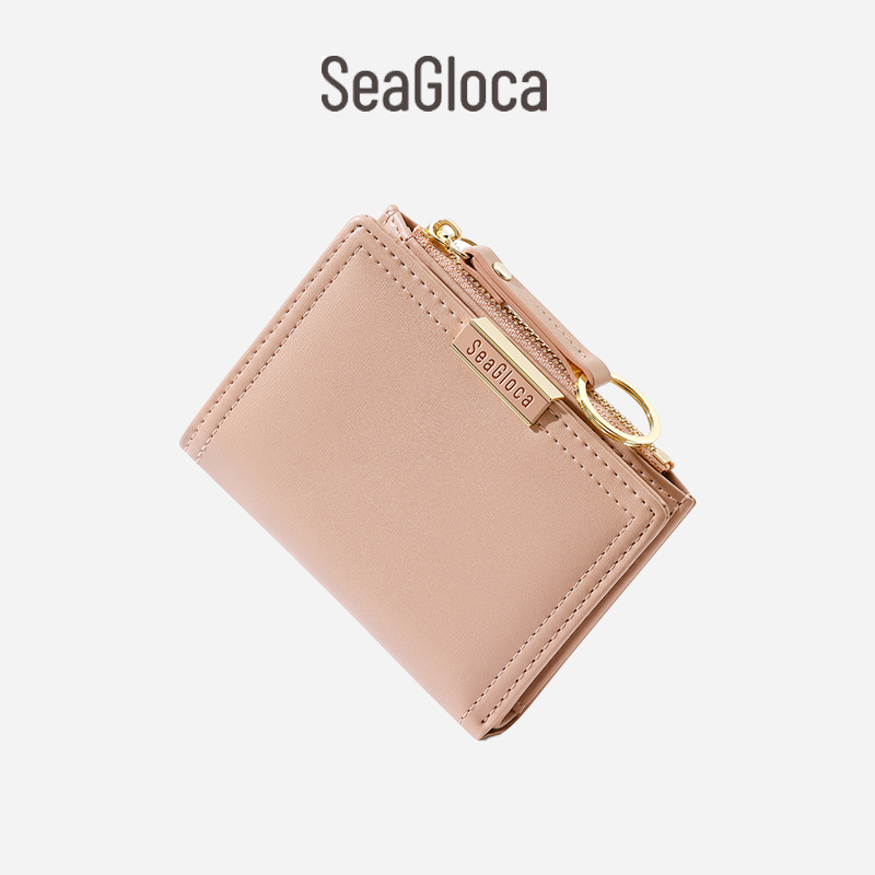 Seagloca กระเป๋าสตางค์ใบสั้น มีซิป ใส่บัตรได้หลายช่อง เรียบง่าย แฟชั่นสําหรับผู้หญิง No 1799