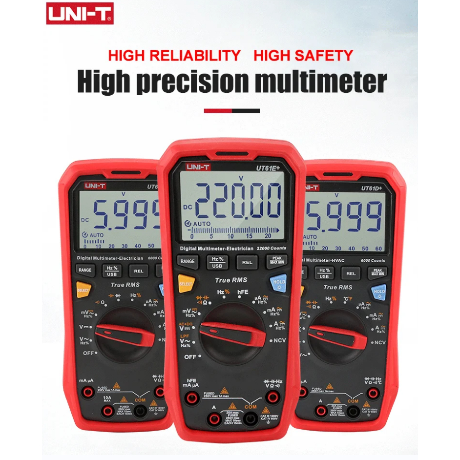 Original UNI-T มัลติมิเตอร์ Professional UT61B+ UT61D+ UT61E Plus ไฟฟ้าหลายเมตร