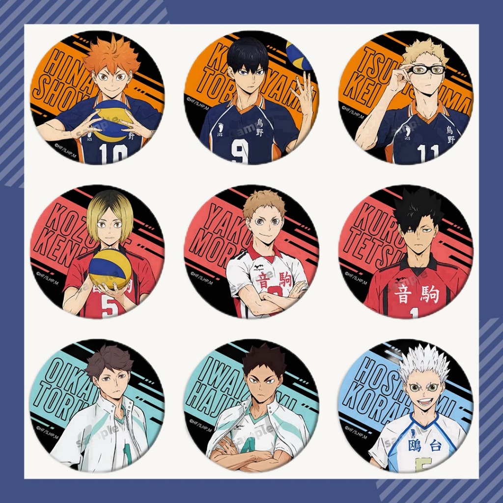อะนิเมะ ไฮคิว!! Hinata kageyama Tendo ซาโตรี่ Ushijima Kenma มังงะป้ายปุ่มเข็มกลัด Pins คอสเพลย์คอลเลกชันของเล่นกระเป๋าตกแต่งของขวัญ