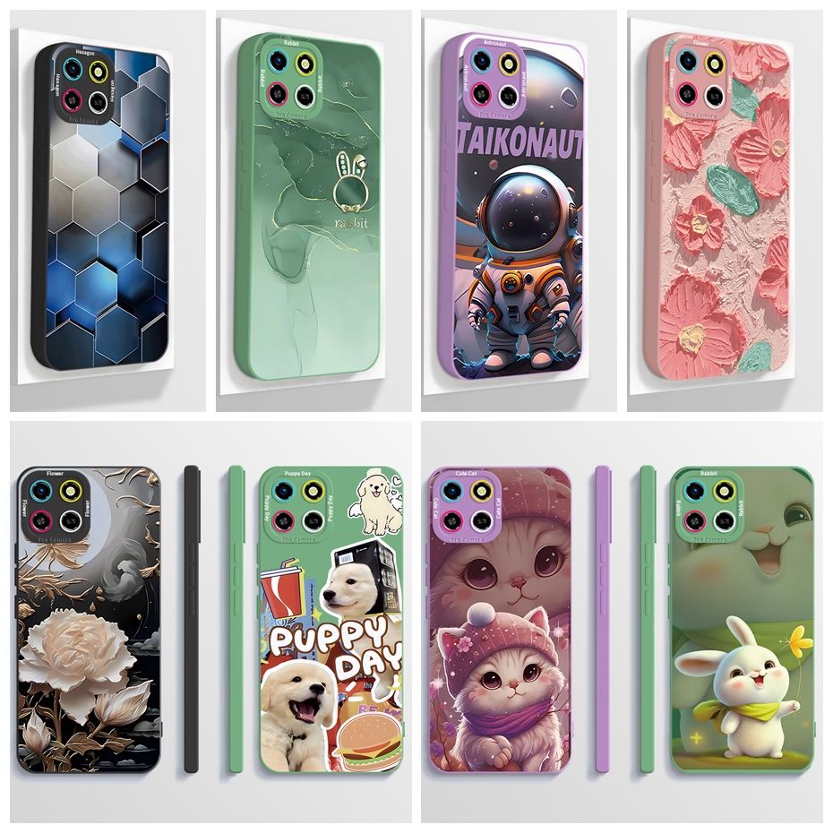 Infinix Smart 6 HD X6512 กรณีความงามการ์ตูนนักบินอวกาศอวกาศเคสโทรศัพท์ป้องกันเต็มรูปแบบกันกระแทก soft TPU Cover
