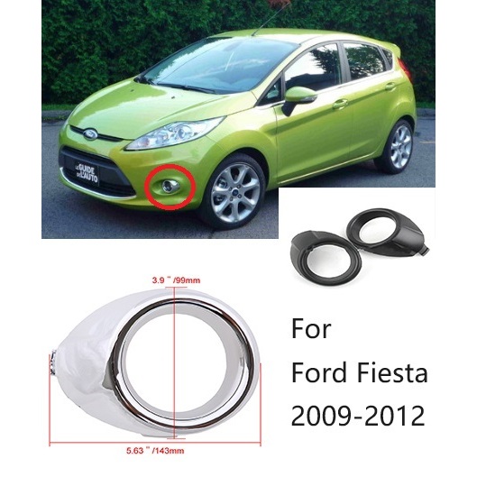 สีดําหรือโครเมี่ยมไฟตัดหมอกสําหรับ Ford fiesta 2009 2010 2011 2012 hatchback กันชนหน้าตัดไฟตัดหมอกปกหมวก
