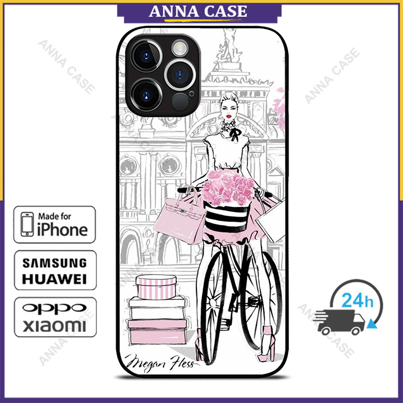 Megan Hess Paris 22 เคสโทรศัพท์สําหรับ iPhone 16 Pro Max / iPhone 15 Pro Max / iPhone 14 Pro Max / Samsung Galaxy Note 10 + / S22 / S24 Ultra Anti-fall เคสป้องกัน