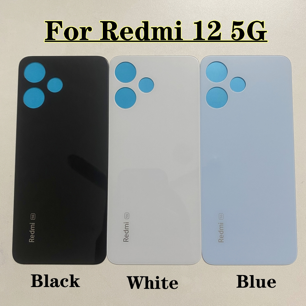 สำหรับ Xiaomi Redmi 12 5G ฝาครอบแบตเตอรี่ด้านหลังแผงกระจกด้านหลังฝาหลัง