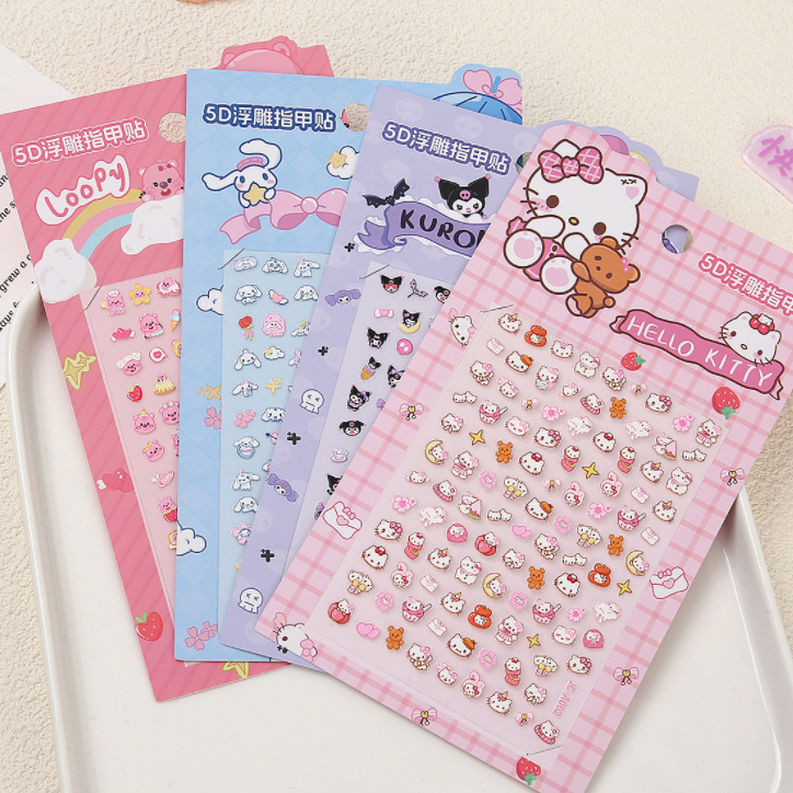 สติ๊กเกอร์ติดเล็บ 3 มิติสําหรับเด็กสาวการ์ตูนคุโรมิสติกเกอร์กันน้ําสติกเกอร์ตกแต่งสติกเกอร์เพ้นท์เล็บ