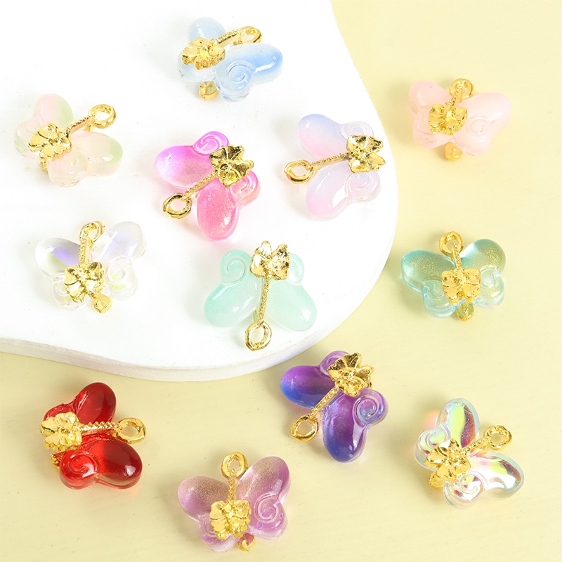 10ชิ้นล้างและเย็นความรู้สึกแก้วคริสตัลผีเสื้อเสน่ห์สําหรับ ทําเอง ฤดูใบไม้ผลิและฤดูร้อนสร้อยข้อมือต่างหูสร้อยคอโซ่โทรศัพท์ตกแต่งเสื้อผ้าหัวเข็มขัดจี้ผีเสื้อสี