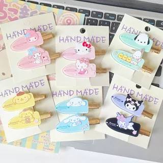 SANRIO น่ารักสไตล์กิ๊บการ์ตูน ซานริโอ ที่ไร้รอยต่อกิ๊บสําหรับสาวอารมณ์หวานสาวเรียบคลิปผมหัก ใบเรียกเก็บเงินเป็ด คลิปแฟชั่นอุปกรณ์ผม