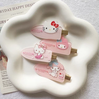 SANRIO น่ารักสไตล์กิ๊บการ์ตูน ซานริโอ ที่ไร้รอยต่อกิ๊บสําหรับสาวอารมณ์หวานสาวเรียบคลิปผมหัก ใบเรียกเก็บเงินเป็ด คลิปแฟชั่นอุปกรณ์ผม