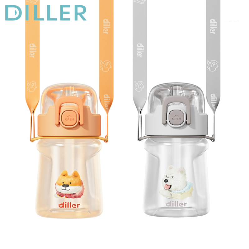 Diller ขวดน้ํา Tritan BPA ฟรีขวดดื่มสุนัขน่ารักสําหรับเด็ก (400ml/550ml) D2434