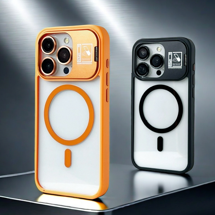【Updated/Metal Bracket acrylic transparent hard case/Black】เคส compatible for iPhone 13 14 15 pro max case