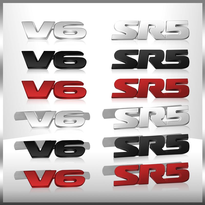 3d โลหะโลโก้ SR5 V6 สัญลักษณ์ตัวอักษรรถ Trunk Fender Badge ด้านหน้า grille Decal สําหรับ Toyota Sequoia TACOMA Tundra SR5 V6 สติกเกอร์อุปกรณ์เสริม