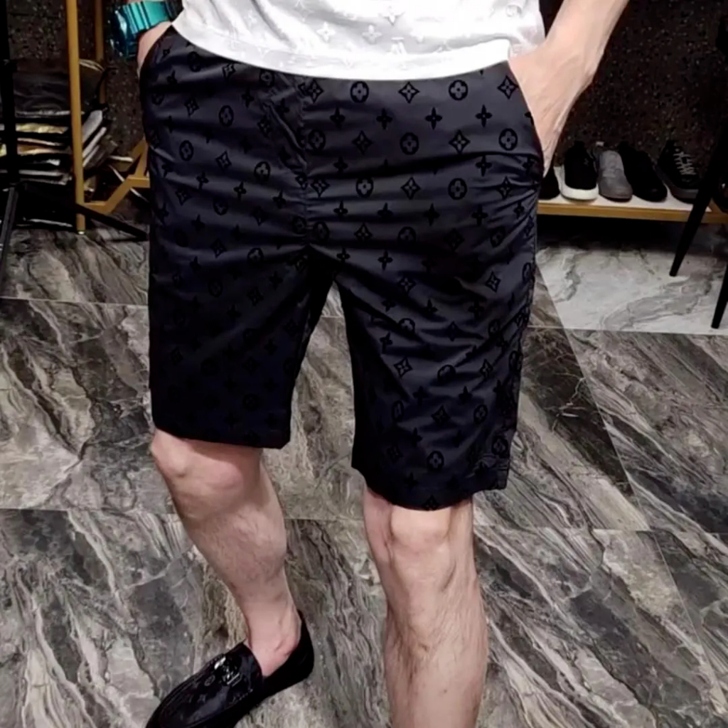 กางเกงขาสั้นสั้นผู้ชายสามมิติ Flocking Four-Leaf Clover Casual Beach Cropped