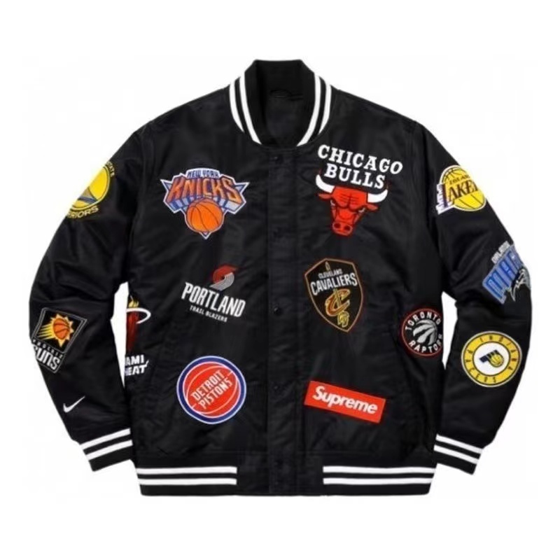 Sj แจ ็ คเก ็ ตทีม Warm Up Jacket Tripartite Joint NBA ทีมปักแจ ็ คเก ็ ตยีนส ์ ชุดเบสบอล