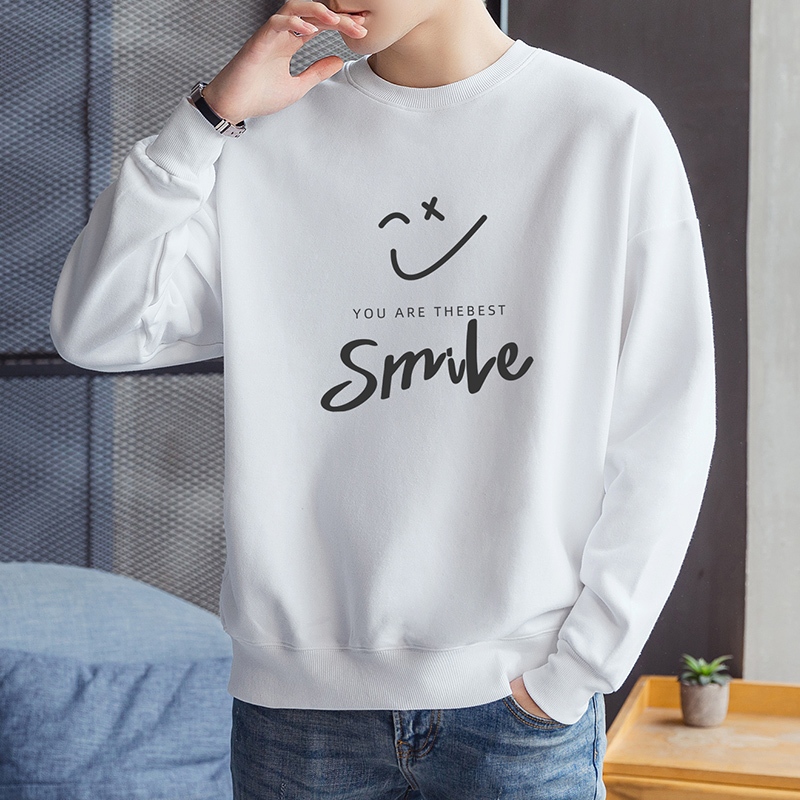 [หลายสีตัวเลือก] เสื้อกันหนาวผู้ชายใหม่ฤดูใบไม้ร่วงเกาหลีเยาวชนรอบคอเสื้อสวมหัวแขนยาวเสื้อยืดผู้ชาย เลนแกน กระทะ
