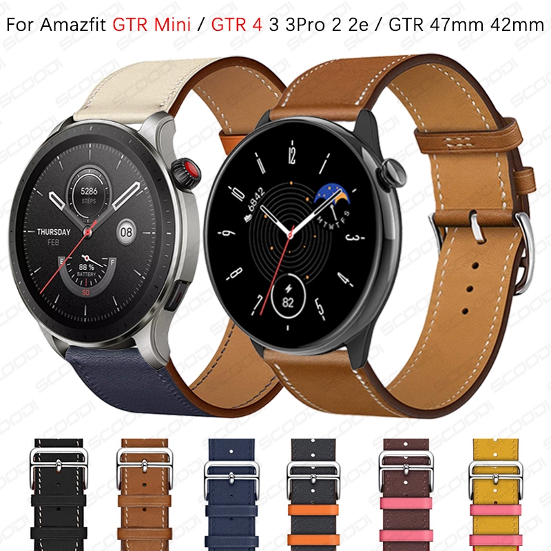 ใหม่สายนาฬิกาหนังแท้สําหรับ Xiaomi Huami Amazfit GTR Mini / GTR 4 / 3 / 3 Pro / 2 / 2e / GTR 47 มม. 42 มม. สายนาฬิกา