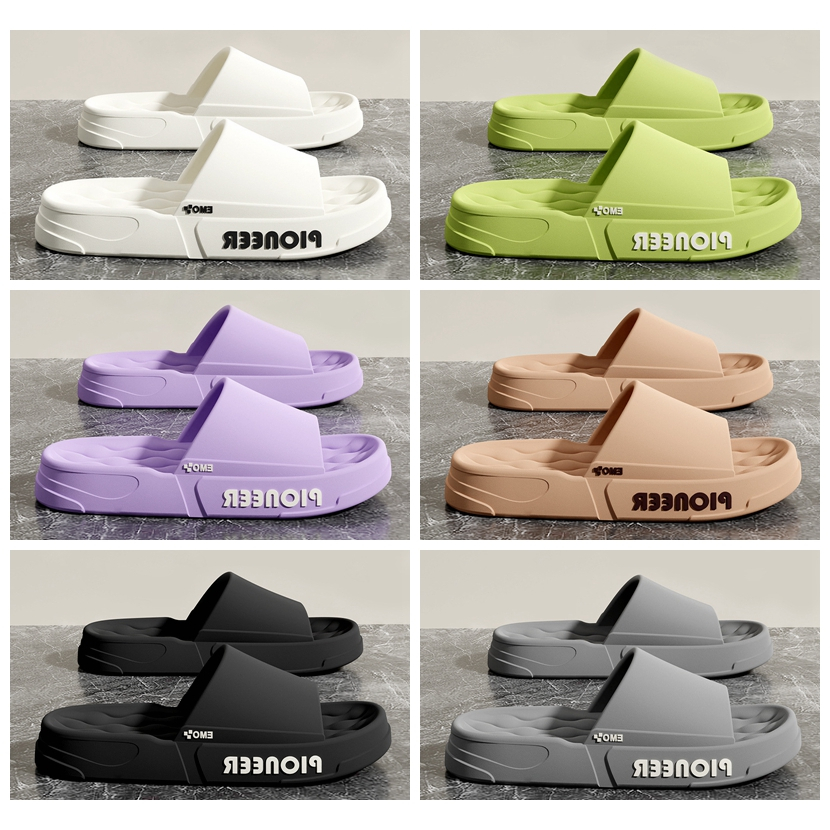 รองเท้าแตะตัวอักษรสีทึบสำหรับทั้งผู้หญิงและผู้ชาย ทำจากวัสดุ EVA พื้นนุ่ม