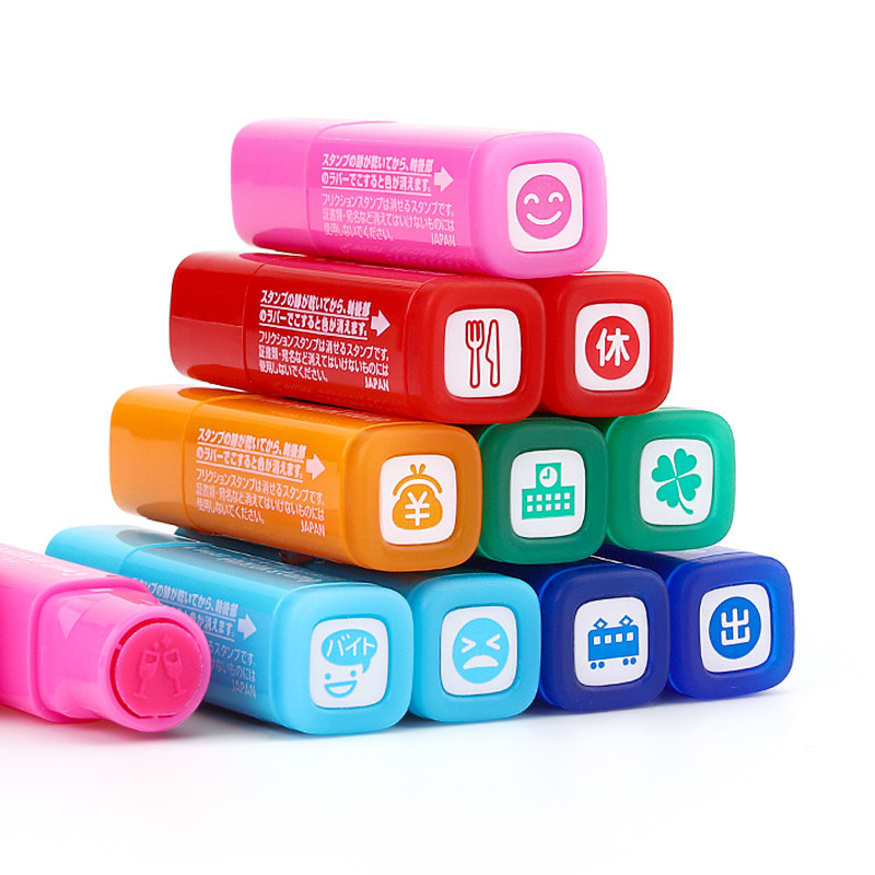 P PILOT PILOT Mini Erasable Stamp Handbook Stampนักเรียนน่ารักอุณหภูมิเปลี่ยนแสตมป์ Frixion Stamp ไม่จําเป็นต้องพิมพ์น้ํามัน