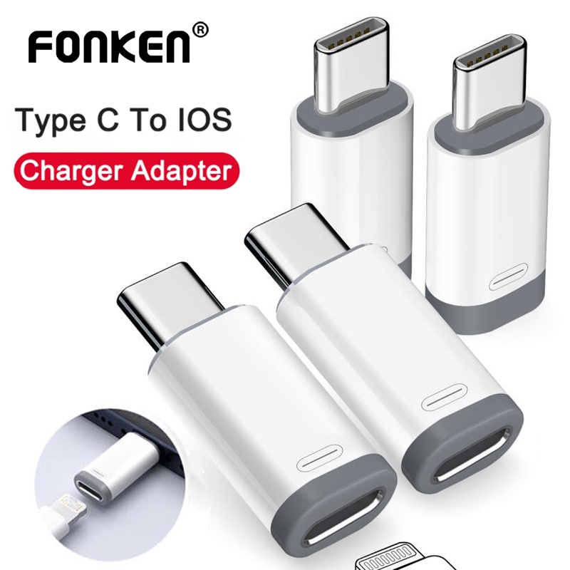 Fonken iOS Female to Type-C Male Charger Adapter USB-C Data Transfer Converter Connector สําหรับ iPh