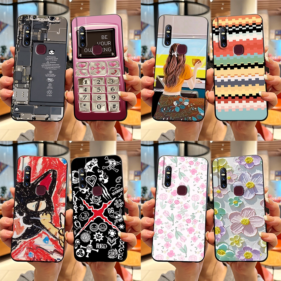 ปลอกสําหรับ Vivo V15 Pro 1818 / V15 1819 กรณีใหม่ 2023 รูปแบบสีดํา Jelly ซิลิโคนกันกระแทก Soft TPU เคสโทรศัพท์