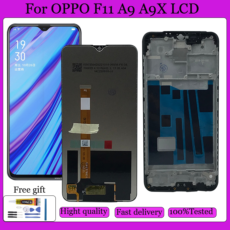 Lcd ต้นฉบับสําหรับ Oppo F11 A9X A9 LCD เดิมพร้อมกรอบชุดแสดงผลหน้าจอสัมผัส