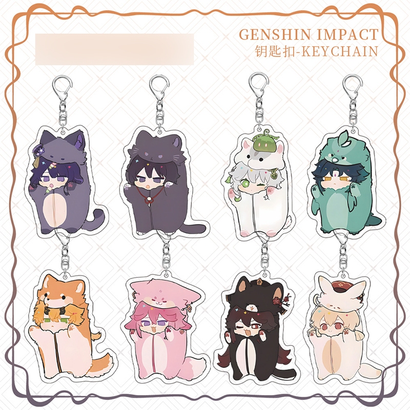 Genshin impact พวงกุญแจ zhongli nahida ชุดนอนสัตว์ซีรีส์จี้อะคริลิคน่ารัก