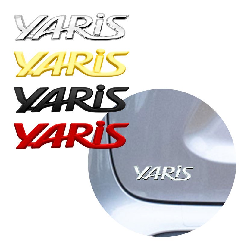 3d โลหะรถจัดแต่งทรงผม Yaris ตัวอักษรสัญลักษณ์ด้านหลัง Badge สติกเกอร์ตกแต่งสําหรับ Toyota Yaris โลโก