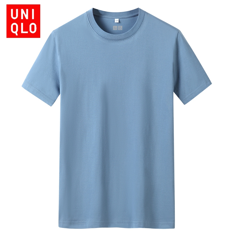 Uniqlo simple drifit t shirt men & Women China size Plain Dark color top men s tacher คอกลม