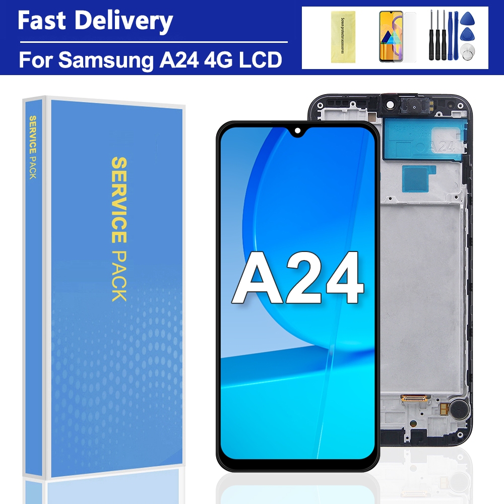 OLED Samsung Galaxy A24 4G จอแสดงผล LCD SM-A245F A245F/DS A245F/DSSN หน้าจอสัมผัสพร้อมการเปลี่ยนกรอบ