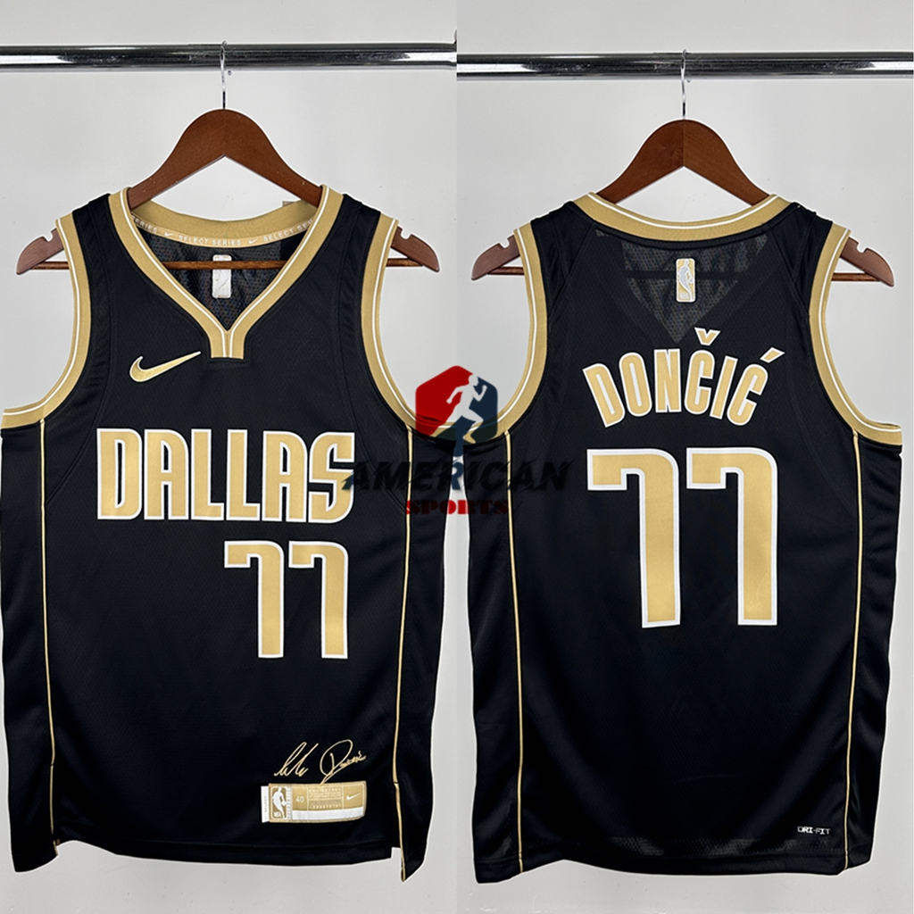 เสื้อแข่งบาสเก็ตบอล NBA Dallas Mavericks Luka Doncic Black Select Series สําหรับผู้ชาย