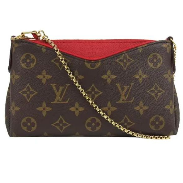 [ของแท้ดั้งเดิมพร้อมกล่องบรรจุภัณฑ์] Louis VUITTON PALLAS CLUTH LV Classic Presbyopic พิมพ์ซิปเปิดแล