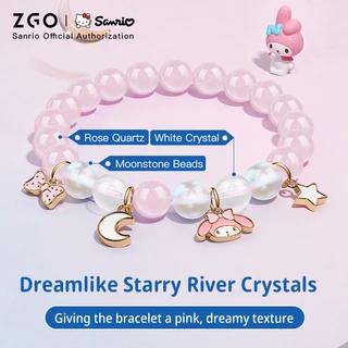 ZGO x Sanrio Melody สร้อยข้อมือ ประดับลูกปัดคริสตัล สีชมพู สําหรับเด็กผู้หญิง 6021