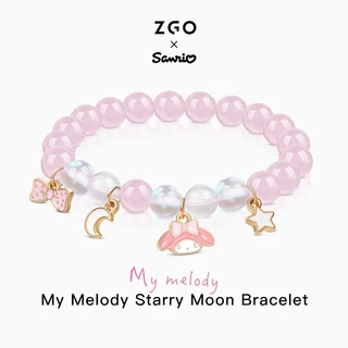 ZGO x Sanrio Melody สร้อยข้อมือ ประดับลูกปัดคริสตัล สีชมพู สําหรับเด็กผู้หญิง 6021