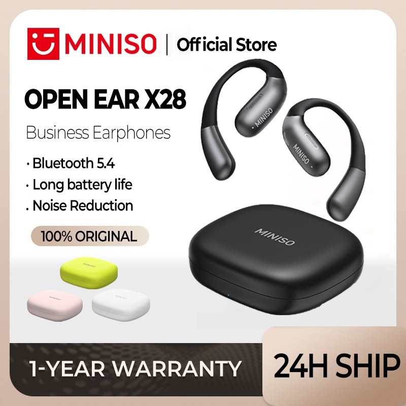 Miniso X28 OWS หูฟังไร้สายบลูทูธ 5.4 TWS 3D ชุดหูฟังสเตอริโออายุการใช้งานแบตเตอรี่ยาวนาน 58 ชั่วโมงล