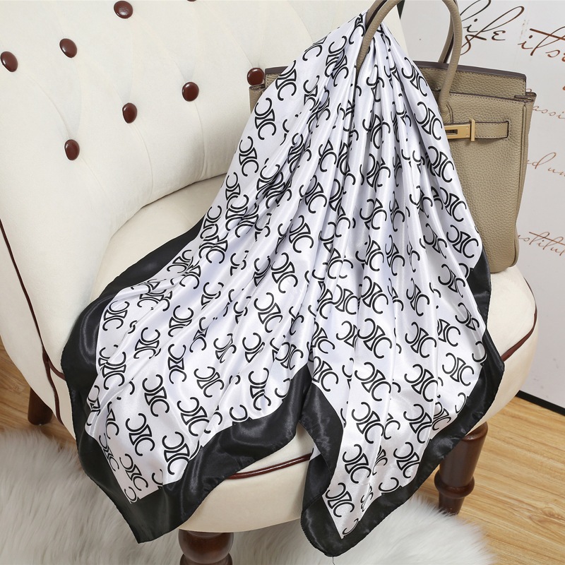 ซาตินพิมพ์ Cantik Corak Letter แฟชั่น malaysia tudung bawal Hijab มุสลิม Neckchief