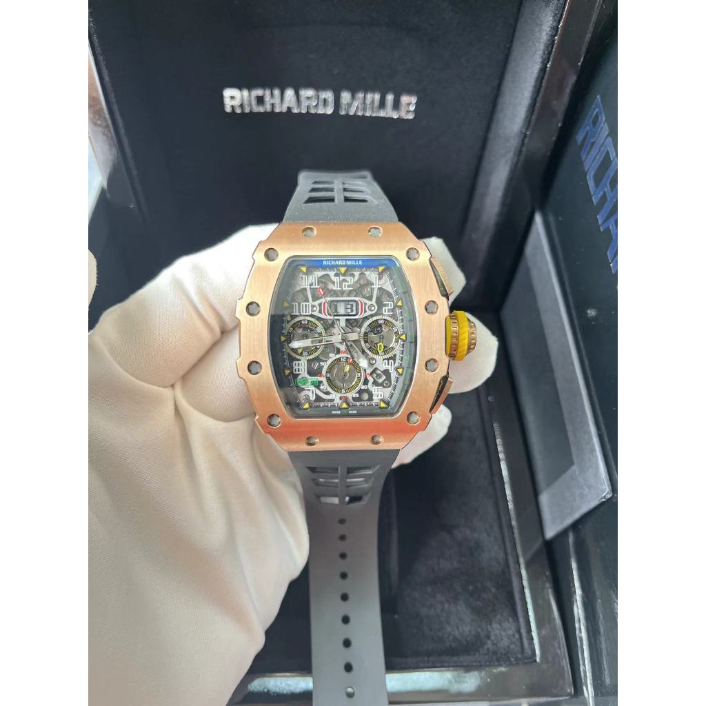 KV FactoryR.ichard M.ille นาฬิกาออโตเมติกสําหรับผู้ชาย ขนาด 49.94 x 44.50mm เคสไทเทเนียม 18k สีโรสโก