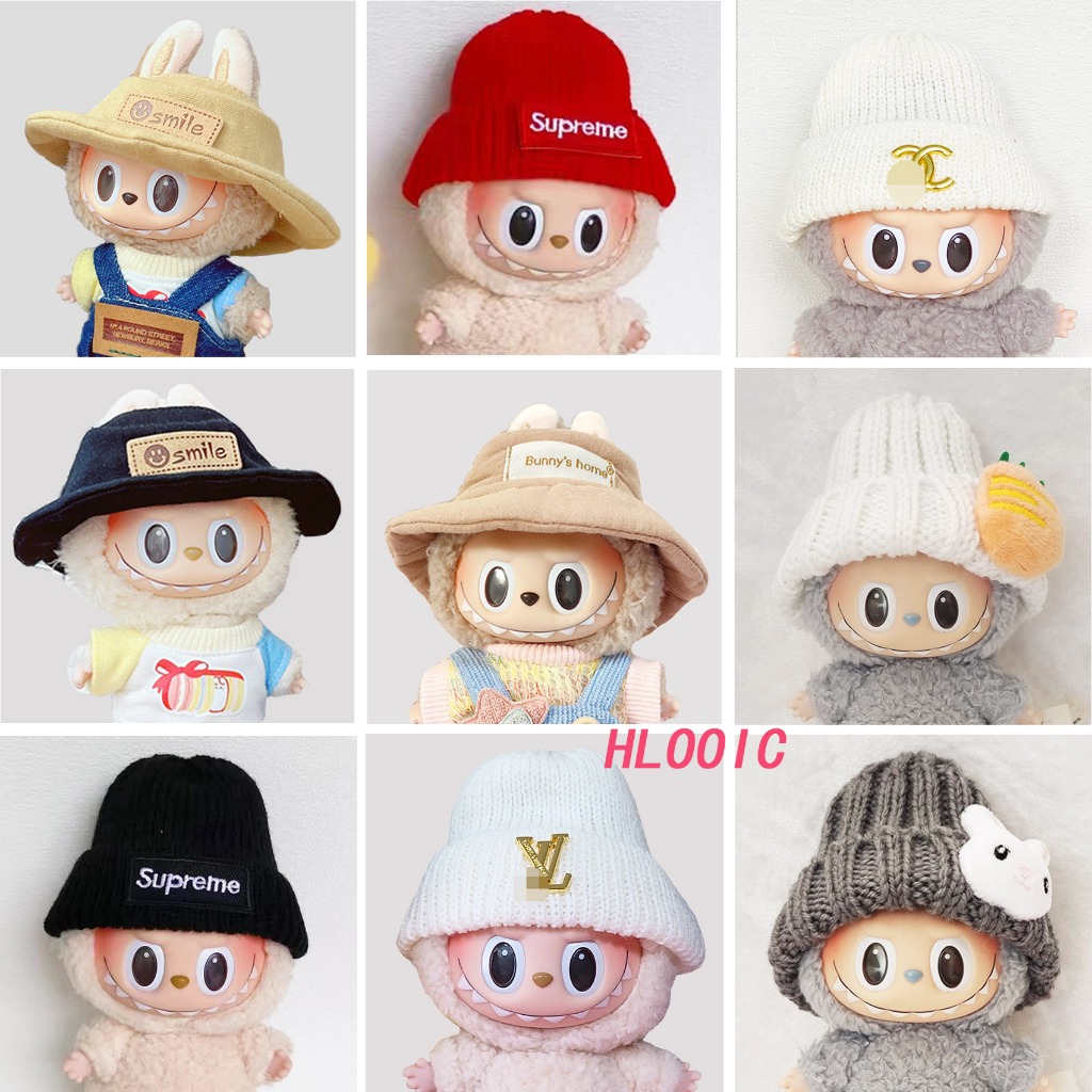 15cm 17cm Labubu หมวกสําหรับ Labubu V1 V2 macaron มีที่นั่งตุ๊กตาหมวกหมวก