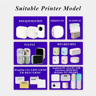 1 ม้วน P12 P15 กาวกระดาษ 15x30 มม.12x40 มม.สติกเกอร์ฉลากความร้อนสําหรับ P12/P50/Q30/D30 KingJim LR5C Office Label