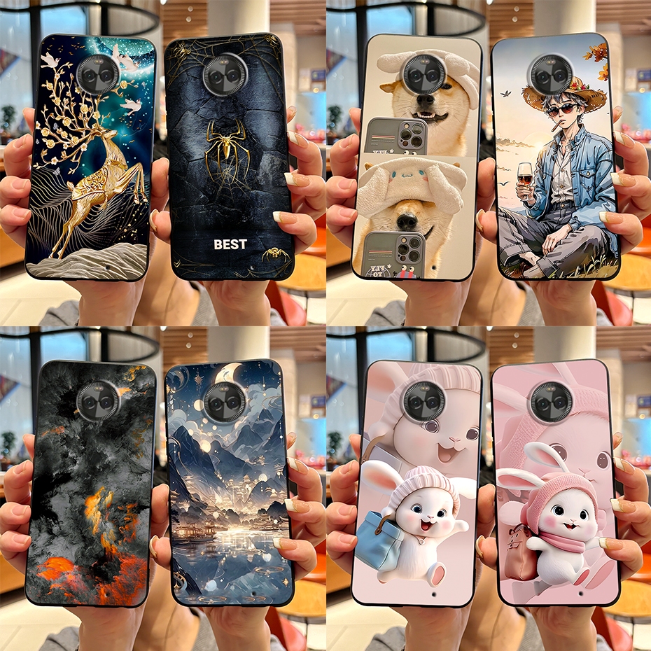 สําหรับ Motorola Moto X4 MOTOX4 ซิลิโคนนุ่ม TPU เคสโทรศัพท์ป้องกันน่ารักทาสีการพิมพ์สีดําปกหลัง