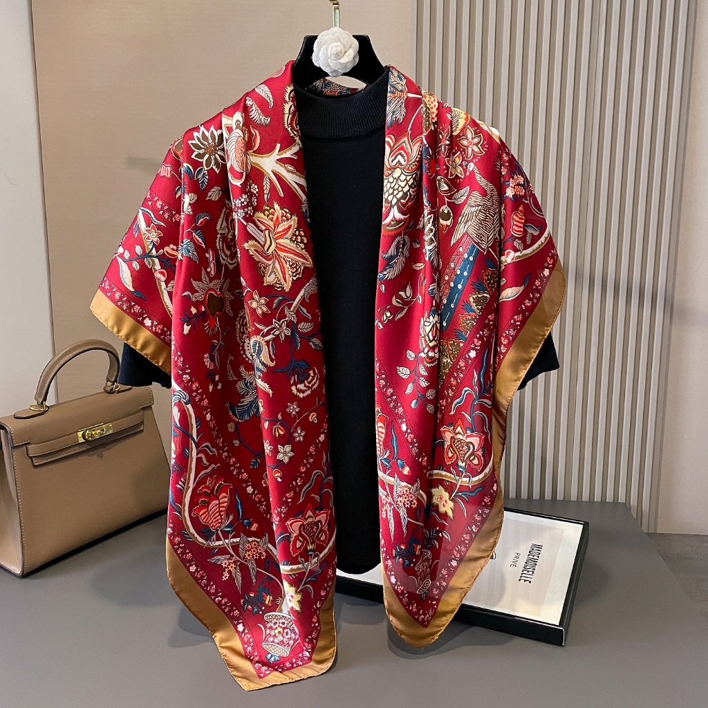 LISA ผ้าพันคอแฟชั่น 110X110 ซม.ผ้าพันคอสี่เหลี่ยมพิมพ์ผ้าพันคอผู้หญิง Lady Shawl Musilim Bawal