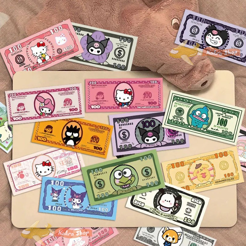 100ชิ้น ซานริโอ ธนบัตร สติ๊กเกอร์ DIY คู่มือ สมุดบันทึก สติ๊กเกอร์ตกแต่ง ﻿Sanrio Kuromi Cinnamoroll Melody Sticker