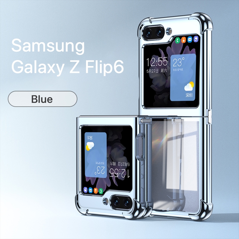 เคส Samsung Z Flip 6 ซัมซุง Z Flip 5 4 3 บางเฉียบ อ่อน ชุบ กล้องป้องกันแบบเต็ม หัวเข็มขัด Conector แอนตี้ดร็อป กันกระแทก ป้องกันลายนิ้วมือ สวยงาม แฟชั่น