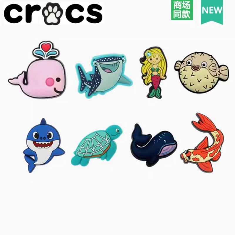Crocs Hole รองเท้ารองเท้าดอกไม้รองเท้าหัวเข็มขัด Carlo Chi อุปกรณ์เสริมตกแต่งหัวเข็มขัด Zhibixing สนุก Ocean Fish Series