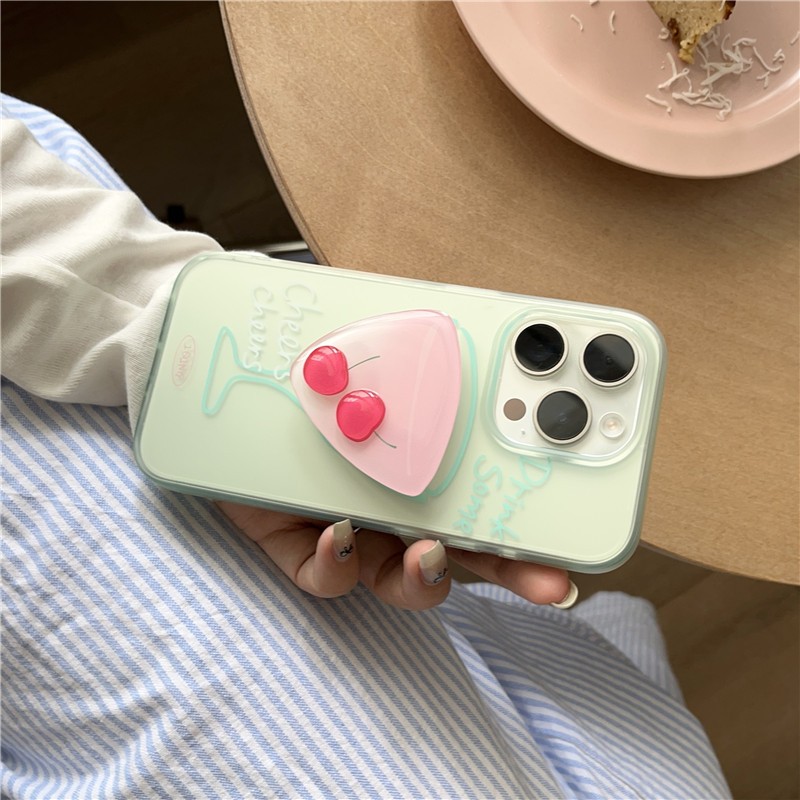 Iphone 15 Pro max 14 Pro max รูปแบบแก้วเชอร์รี่ วัสดุ TPU เคสโทรศัพท์กระบวนการ IMD