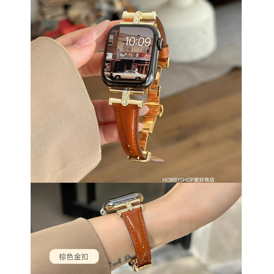สายนาฬิกาข้อมือ สายหนังวัวแท้ หัวเข็มขัดผีเสื้อ สําหรับ iWatch 45 มม. 41 มม. 44 มม. 42 มม. 49 มม. iWatch 8 7 6 SE 5