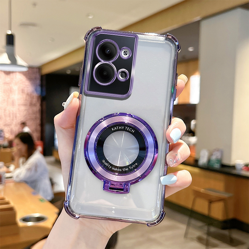 วงเล็บแม่เหล็กเคสใสoppo Reno 7Z 8Z 8 5G/Reno8 Pro/Reno5/ Reno5 Pro/ Reno 6 5Gสี่มุมถุงลมนิรภัยกันกระแทกพร้อมฟิล์มเลนส์เคสโทรศัพท์