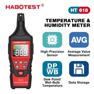 HABOTEST HT618 เทอโมมิเตอร์ & เครื่องวัดความชื้น ไฮโกรมิเตอร์วัดอุณหภูมิโดยรอบตั้งแต่ -20 องศาเซลเซียสถึง 60 องศาเซลเซียส อุณหภูมิ & เครื่องวัดความชื้น