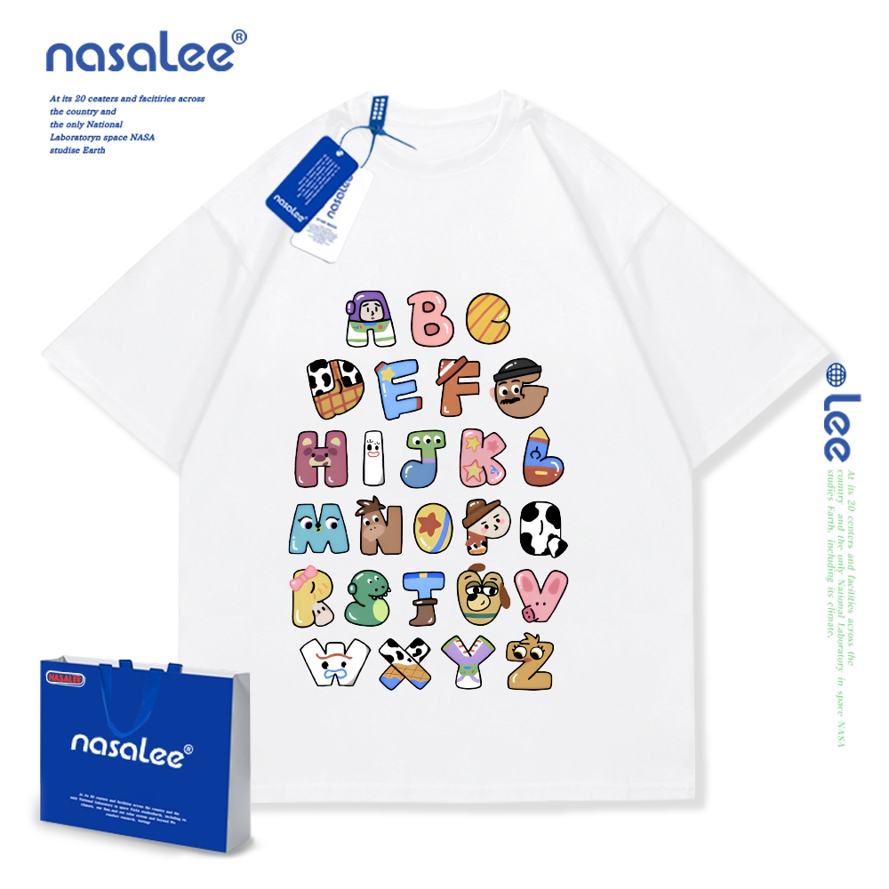 สินค้าใหม่ 2024! เสื้อยืดคอกลมผ้าฝ้ายแท้สำหรับเด็กจาก NASA สไตล์เกาหลี เสื้อผ้าแฟชั่นเด็ก