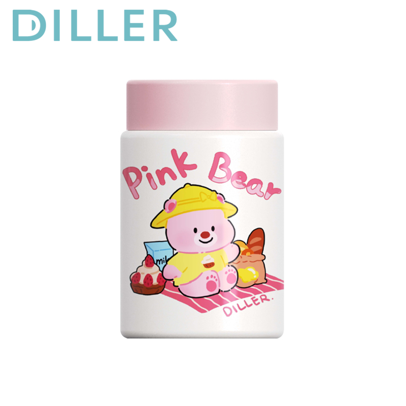 Diller Mini Food Jar SUS316 Thermos ขวดสแตนเลสกระติกน้ําสูญญากาศหมีอาหารกล่องอาหารกลางวัน 230ml D9263