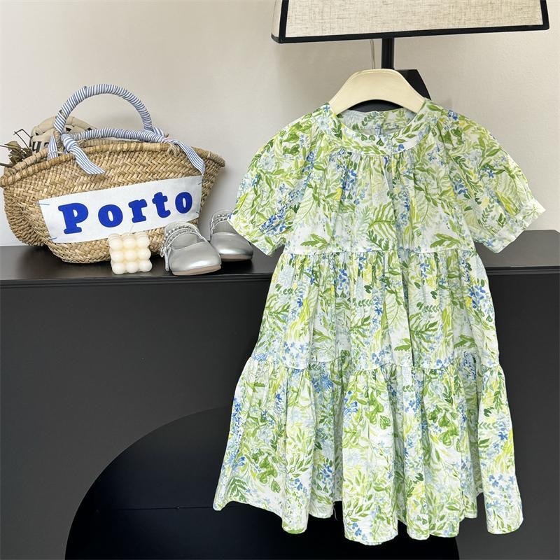 3-14 ปีฤดูร้อนสาวชุดเด็กชุดเด็กชุดเด็กกลางเด็กใหญ่ชุดเกาหลีสาวหลวมหวานชุดเจ้าหญิงดอกไม้