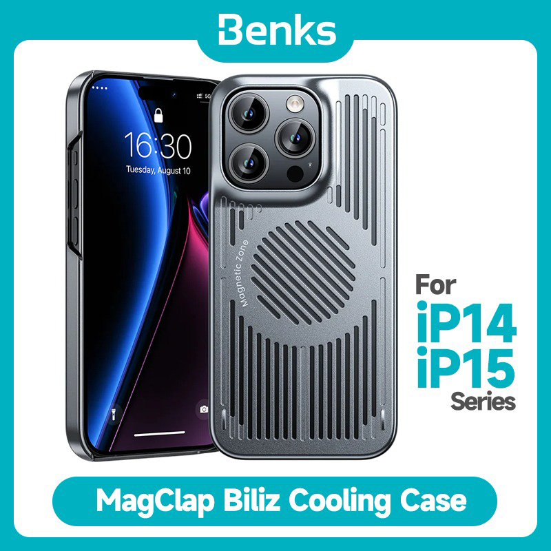 [Benks Official] Benks Biiz Game Cooling Magnetic Case สําหรับ IPhone 14 15 Plus Pro Max Ultra Thin Phone Protective Hard Cover