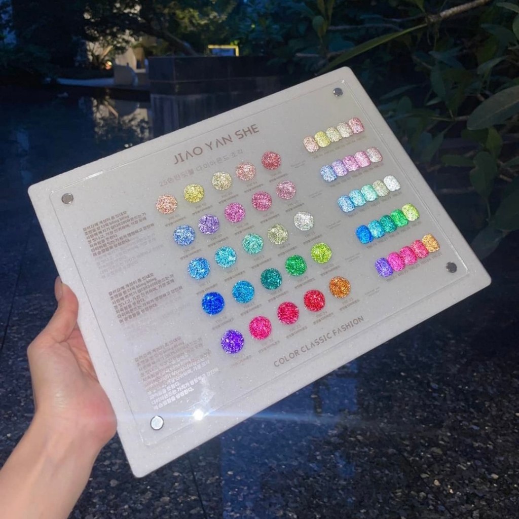 JYS 25สี (JIAO YAN SHE) สีเจลแฟลชกากเพชร Reflective gel micro diamond flash สีทาเล็บเจล ยาทาเล็บ#K8